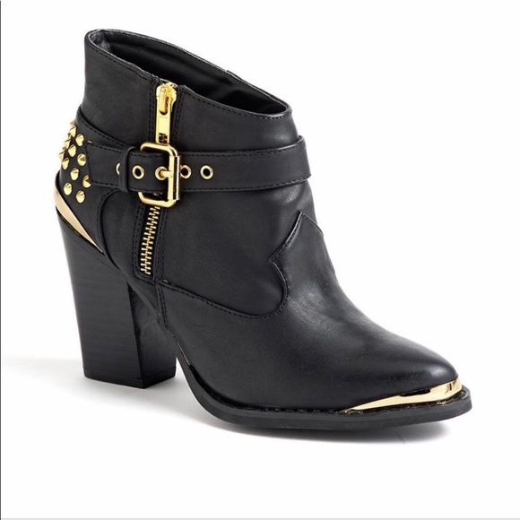 Matisse Shoes - Matisse Kira Studded Gold Ankle Boots